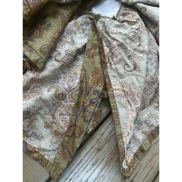Ralph Lauren  Chaps  Beekman Place Queen Bedskirt Green & Brown Paisley - Picture 8 of 9